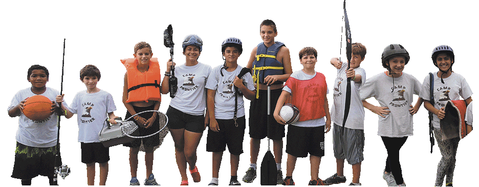Camp Frontier campers with sports and outdoor adventure equipment